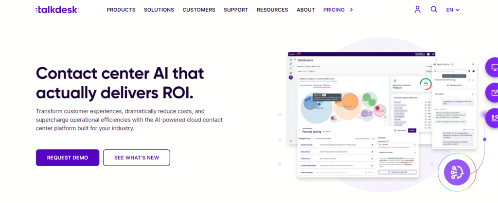Trang chủ Talkdesk - tự động hóa và AI help desk